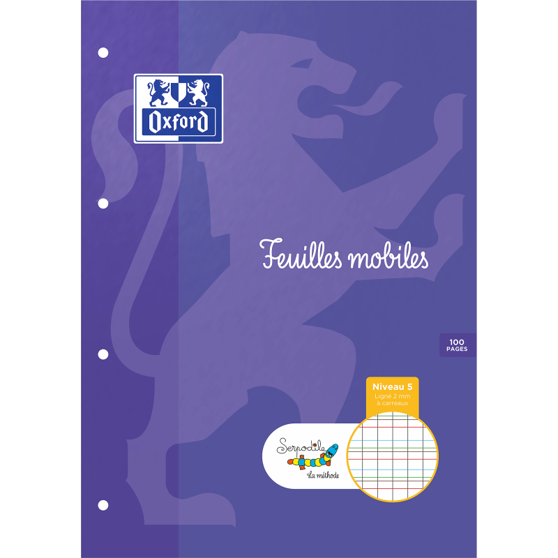 Etui De Feulles Simples Oxford Serpodile Perforees 210X297 100P Seyes 2mm à carreaux