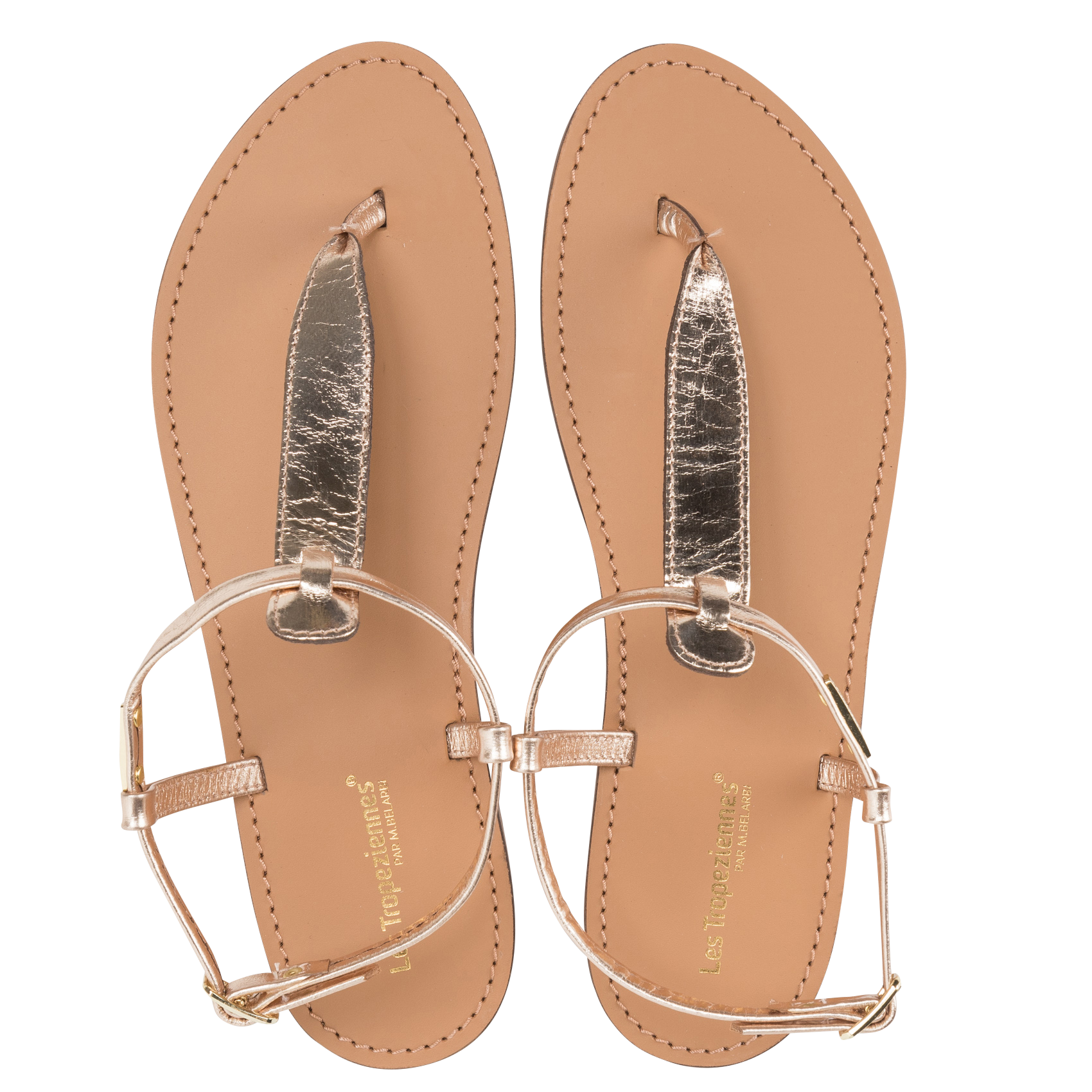 HARVIL - Sandales plates en cuir | Doré