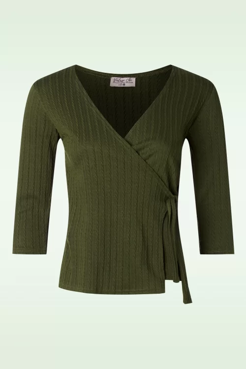 Vintage Chic for Topvintage Gwenn kabel gebreide top in mosgroen