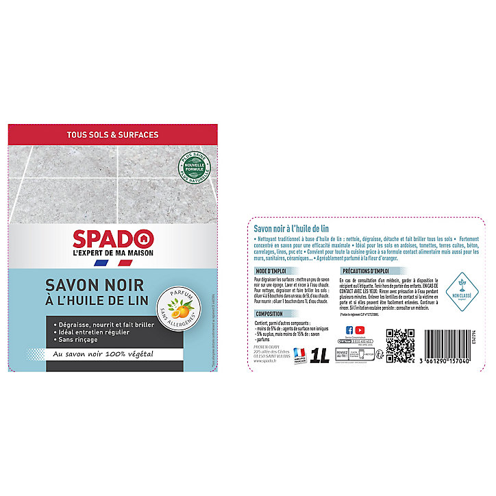 Spado savon noir à l'huile de lin 1l