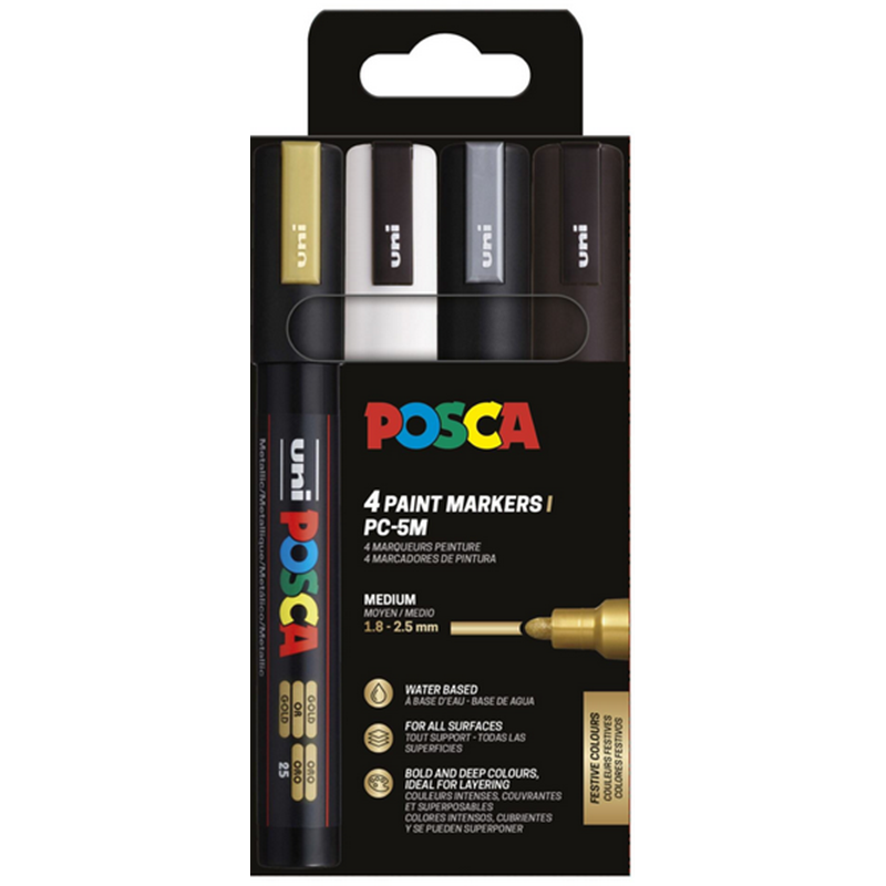 POSCA<br>Tusser POSCA PC-5M 4-sæt