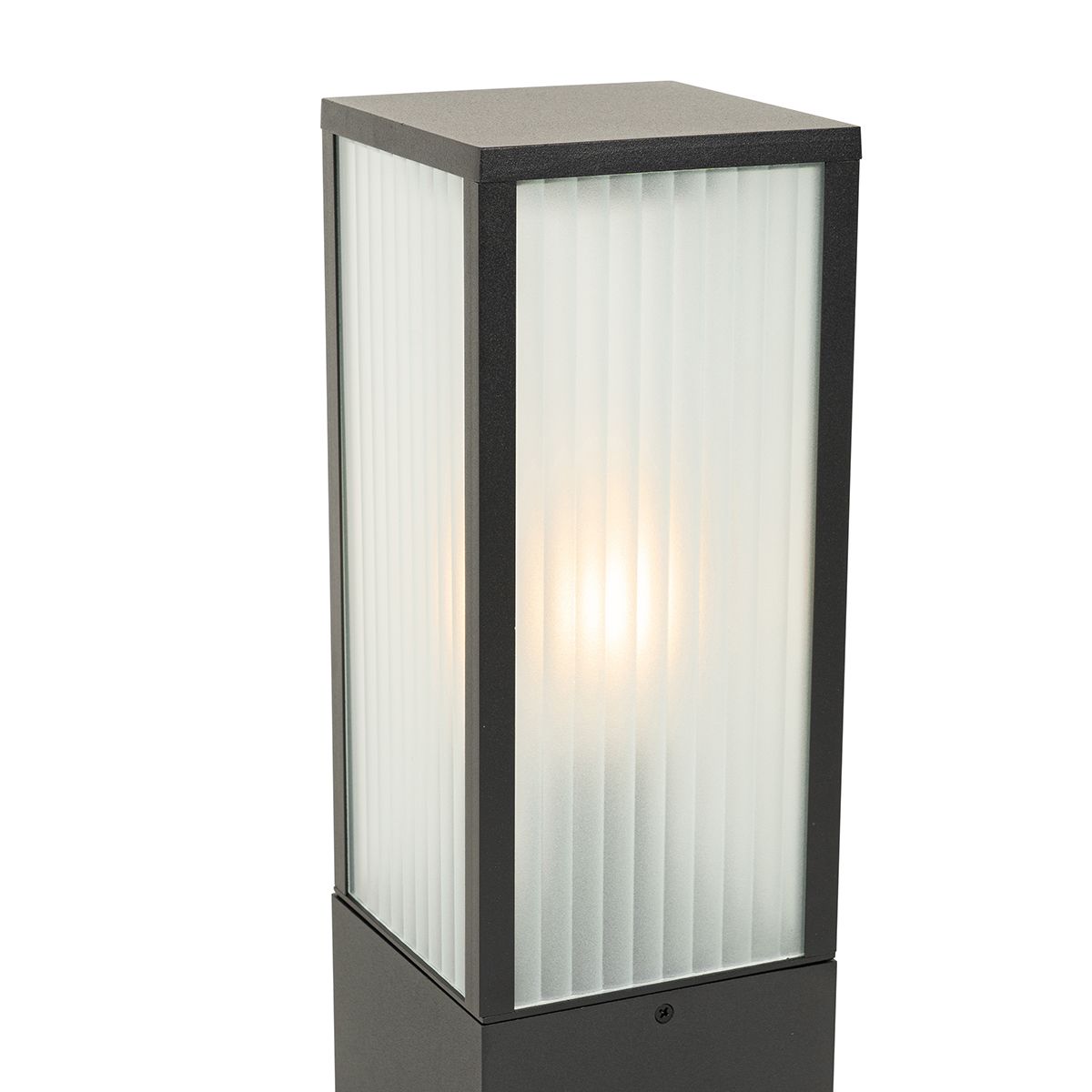 Smart staande buitenlamp zwart met ribbel glas 40 cm incl. Wifi A60 - Charlois