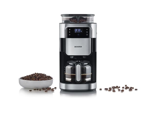 Severin Kaffemaskine m. kværn 1000 watt Stål/Sort