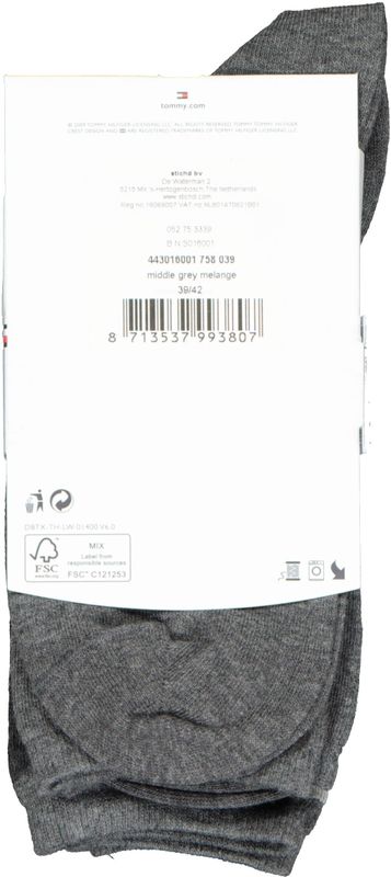 Tommy Hilfiger - Check - Sportsokken - Midden Grijs en Zwart - 2-pack