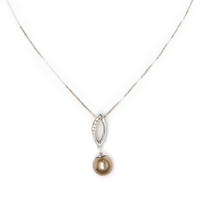 Pendentif Perle Doré Cristal et plaqué or blanc