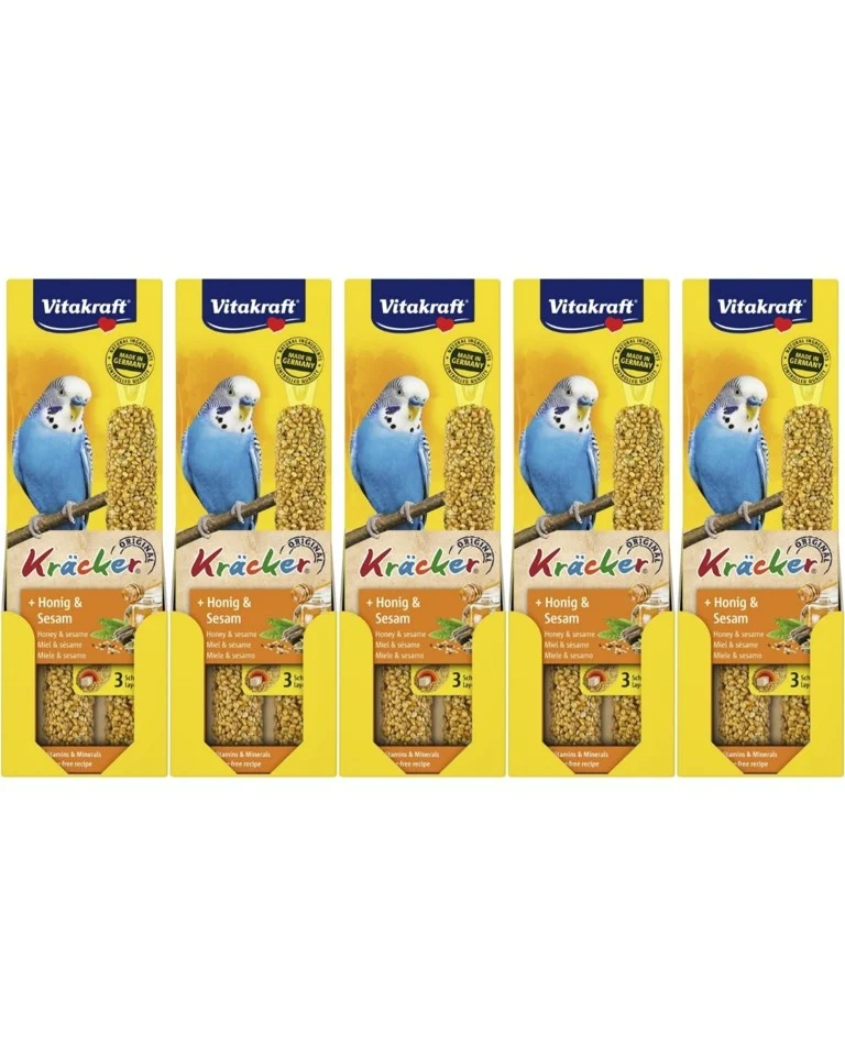 Vitakraft - Fugle snacks - 5 x Kräcker honning og sesam til undulater