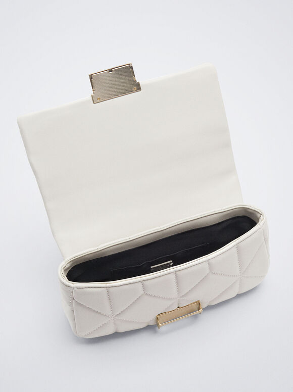 Bolsa acolchoada com corrente - Cru