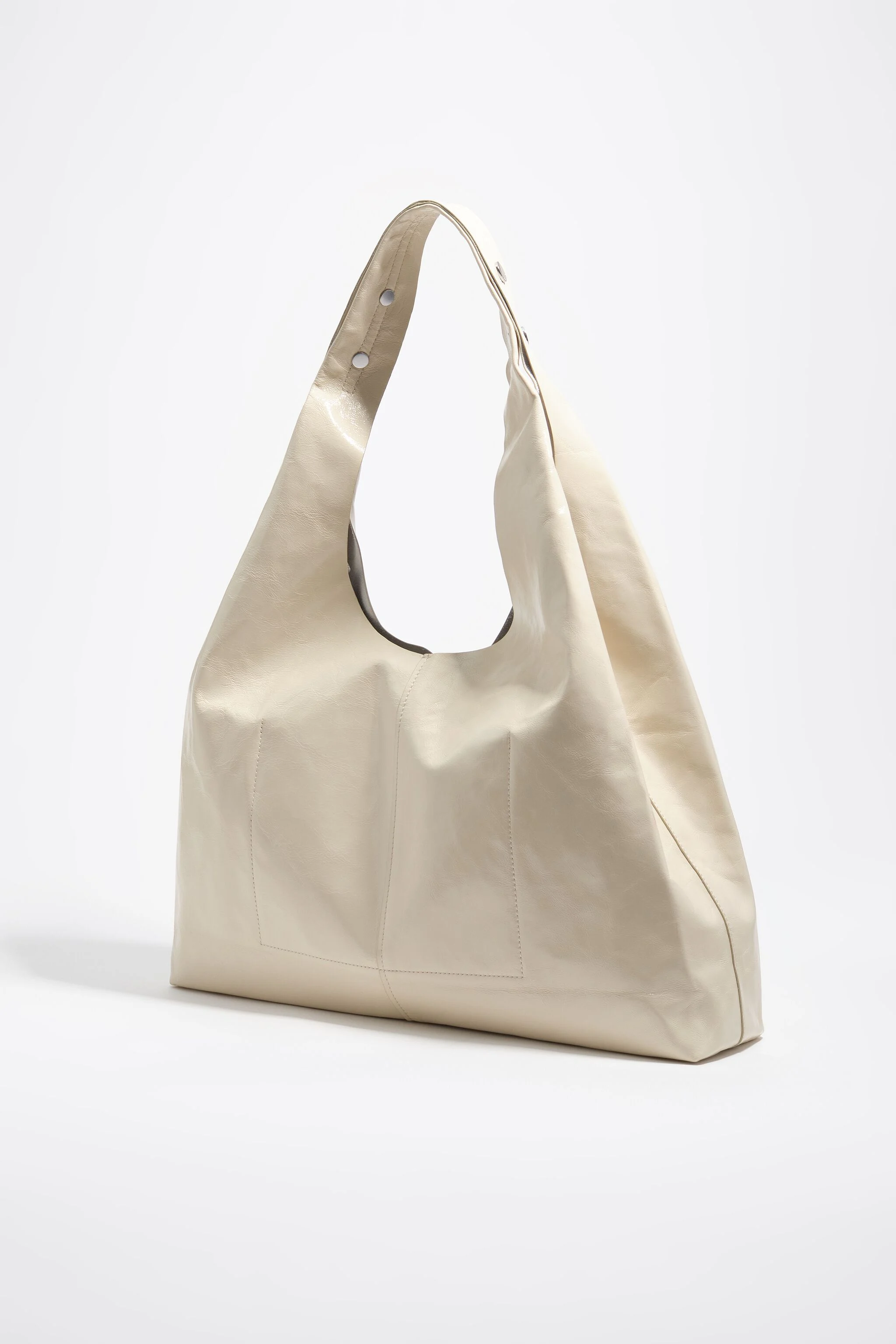 Biquíni maxi de couro creme brilhante com bolsa de papel