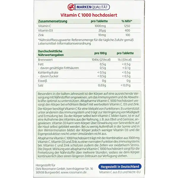 Vitamin C 1000 hochdosiert
