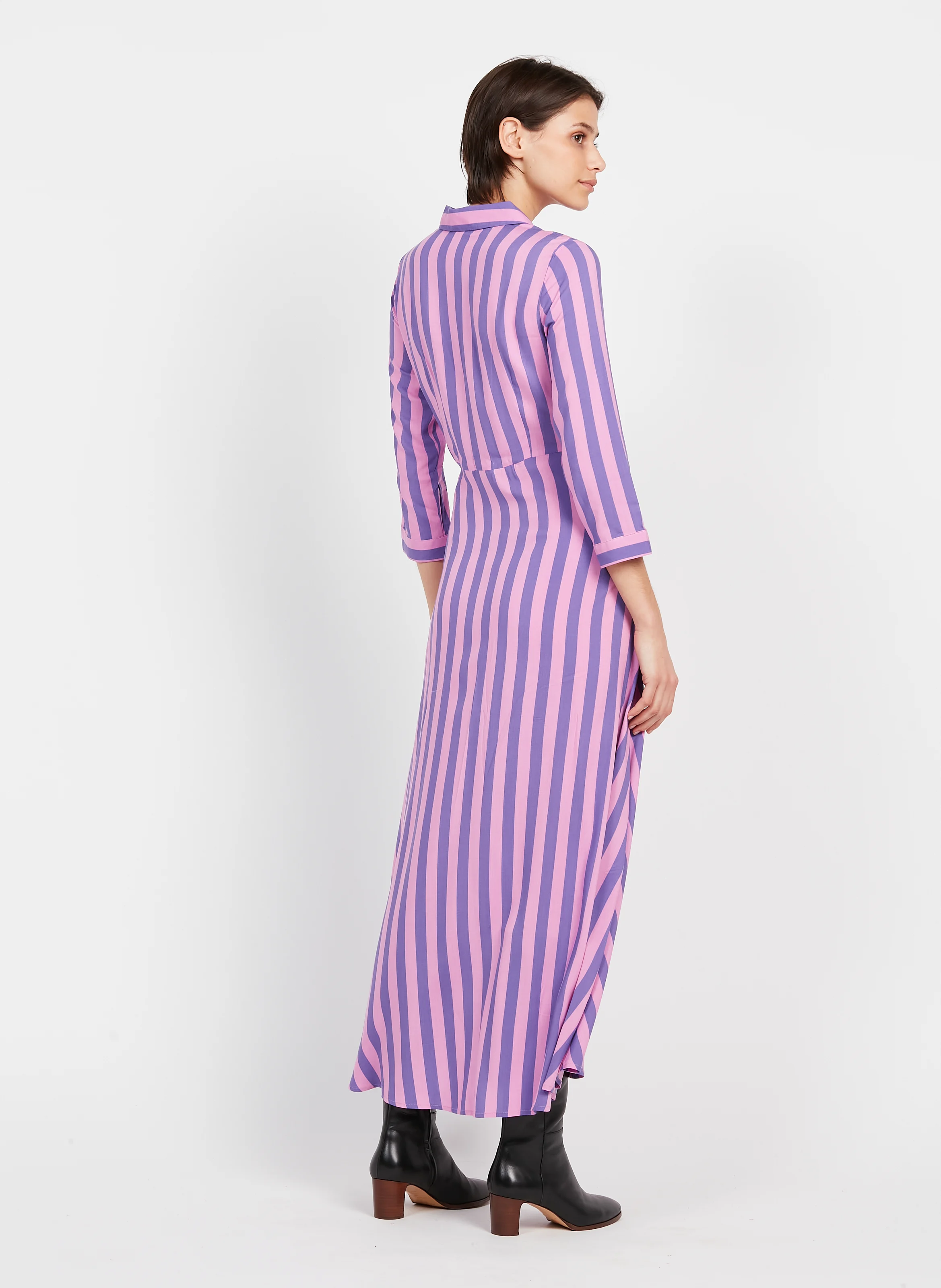 Robe longue col classique impimée | Multicolore