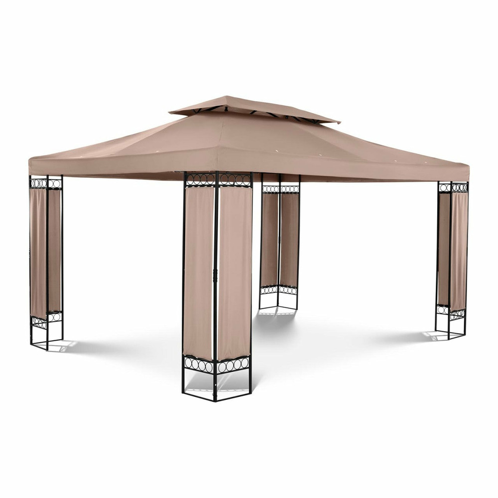 Pergola pavillon barnum tonnelle tente abri gazebo de jardin terrasse beige - 3 x 4 m - 160 g/m² - beige