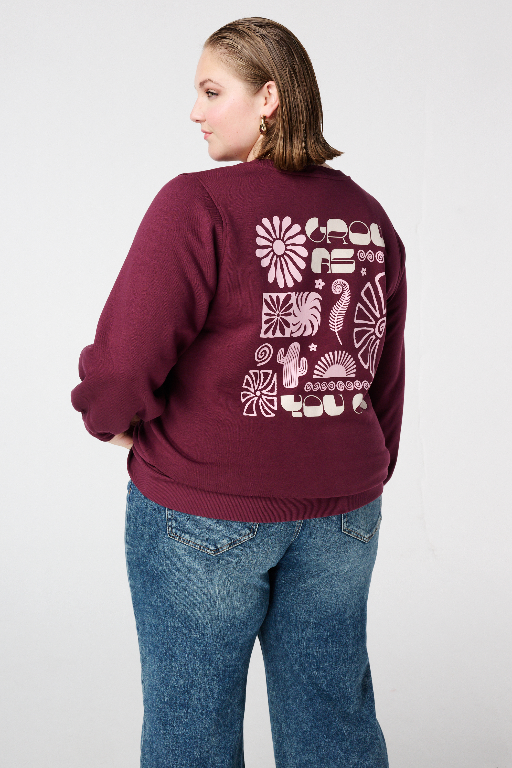 Sweater met backprint Bordeaux