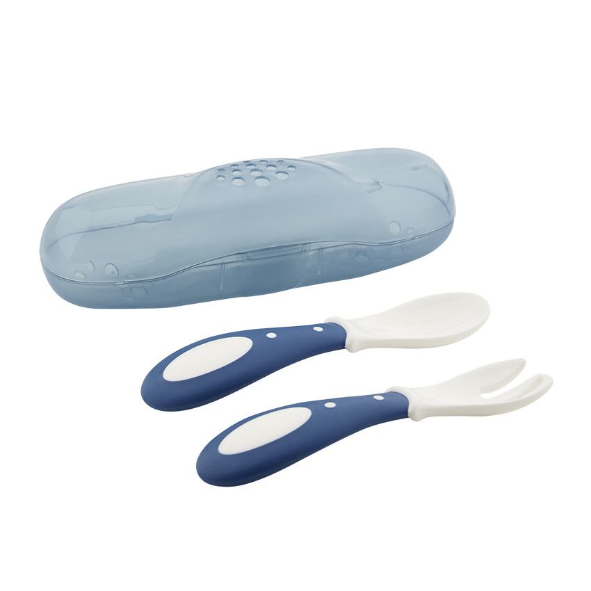 Lot de 2 couverts Yummix Bleu - Ecru