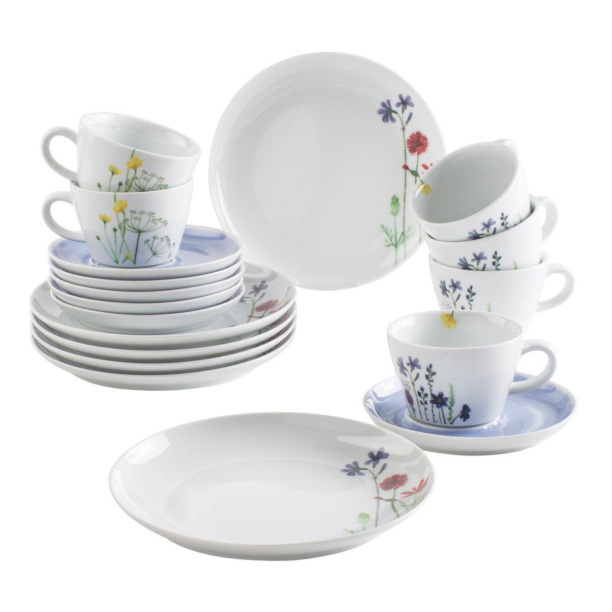 KAHLA Five Senses Wildblume Kaffeeservice 18tlg. Aquarell-Blau