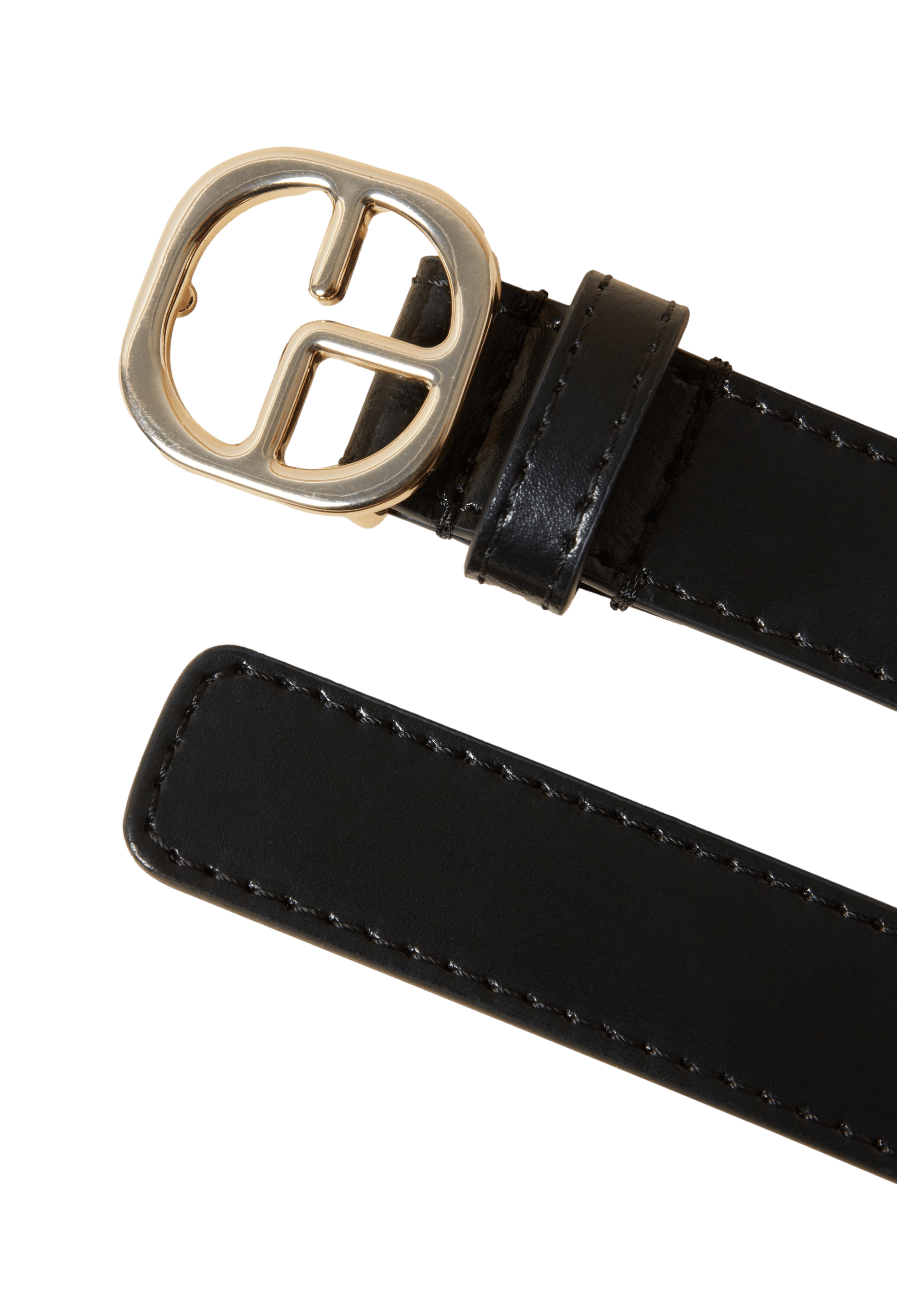 Ceinture boucle CP en cuir| Noir