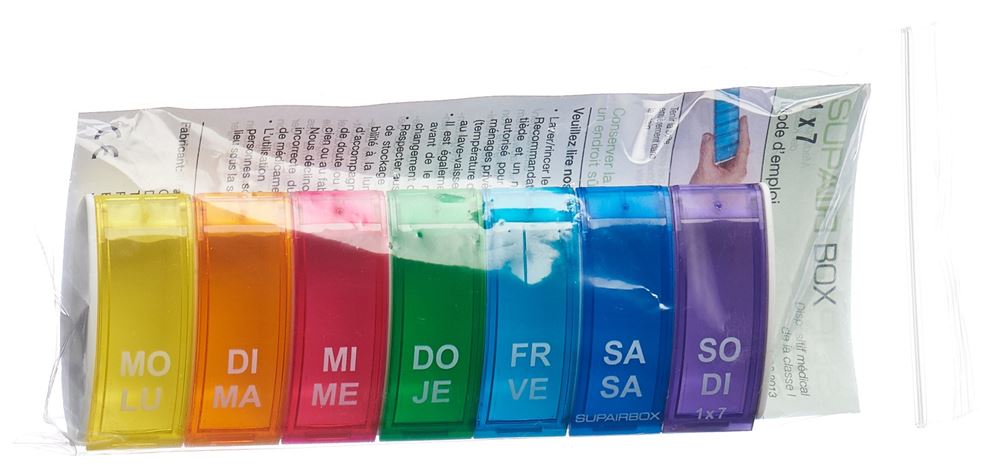 SUPAIR 1x7 Wochendispenser<br>1 Stück, deutsch/französisch rainbow