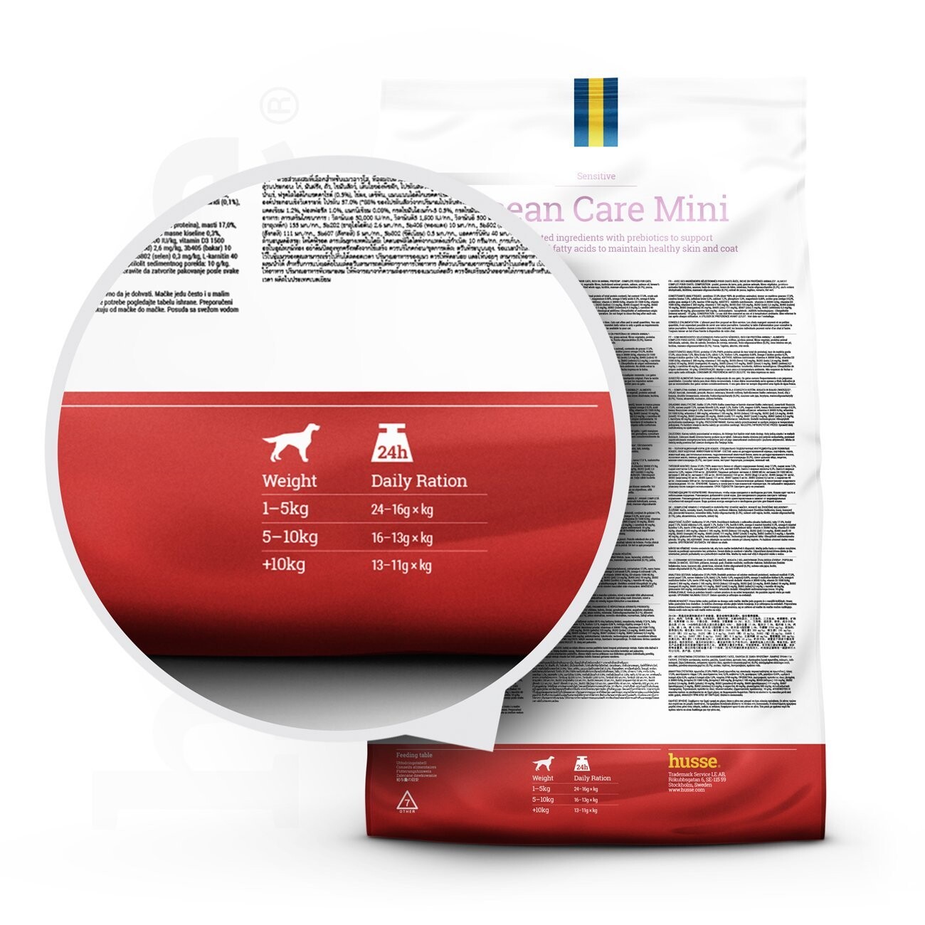 husse Sensitive Ocean Care Mini 2 kg Glutenfreies Rezept mit einer einzigen tierischen Proteinquelle