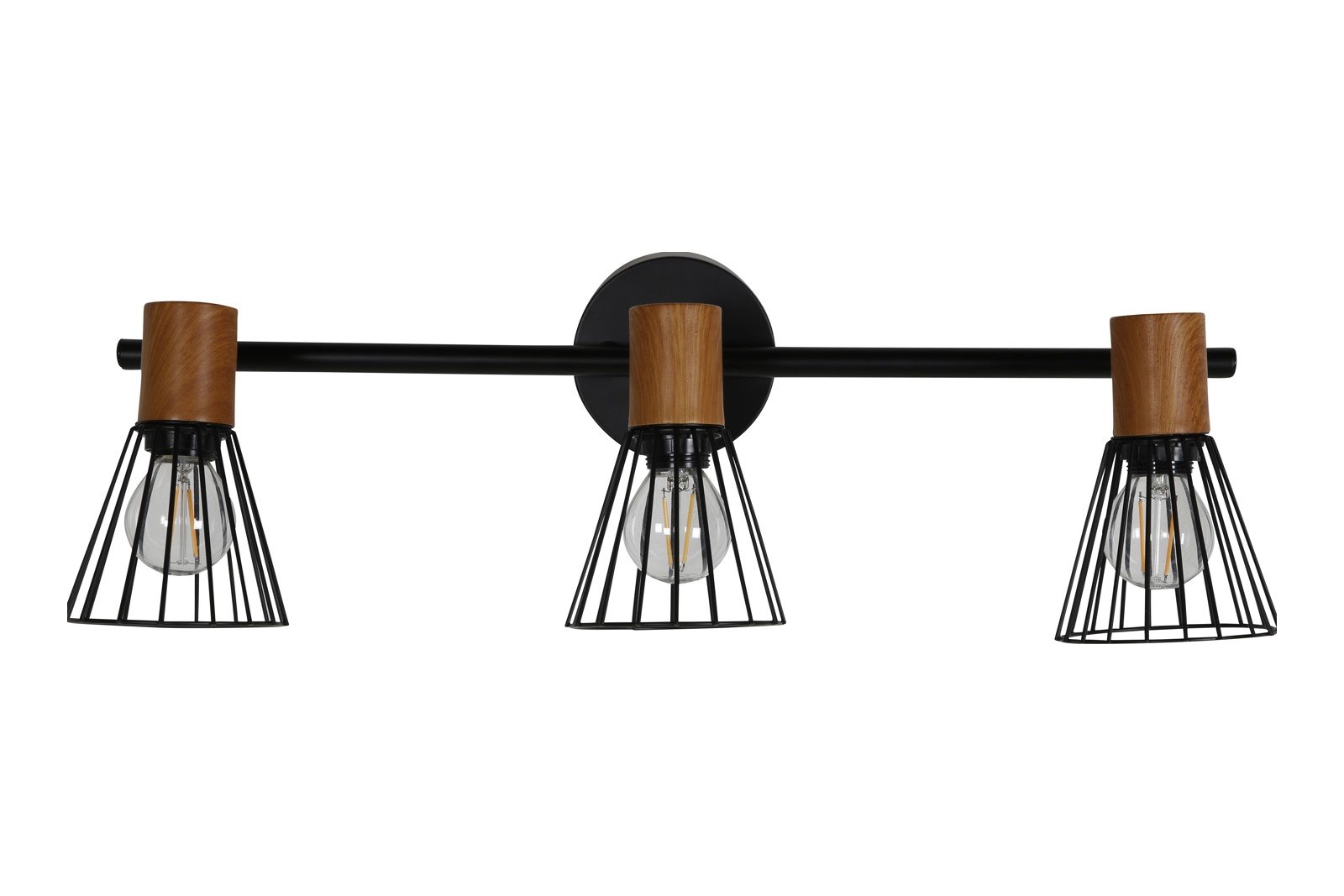 Atticus taklampe Sort metall, detaljer i tre