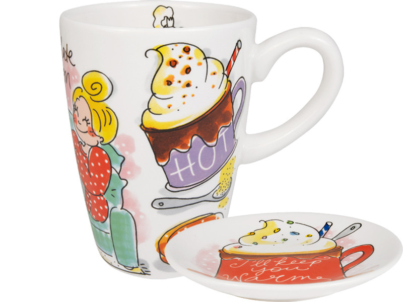 XL Beker 0,5L & Petit Four Set Even Bijkletsen Hot Chocolate Season