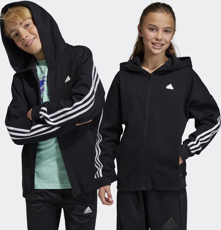 adidas Sportswear Future Icons 3-Stripes Ritsjack met Capuchon - Kinderen - Zwart