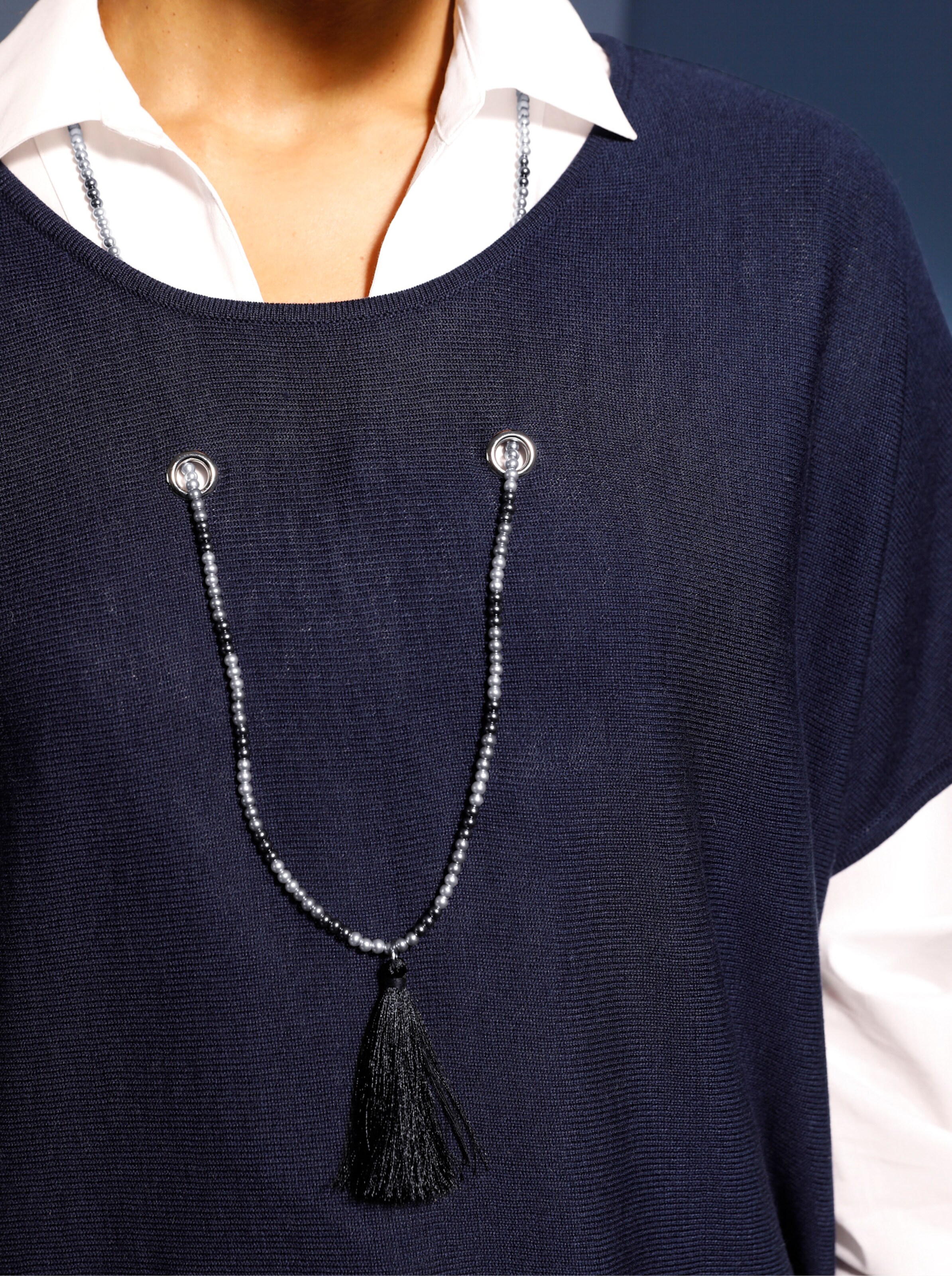 CREATION L PREMIUM Viskose-Merino-Pullunder in nachtblau