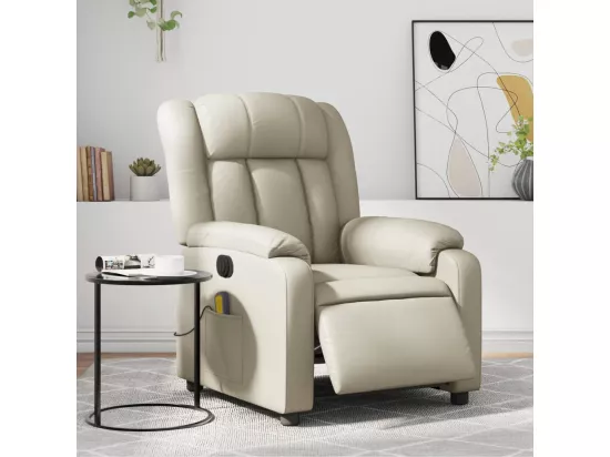 Fauteuil de massage inclinable électrique crème similicuir