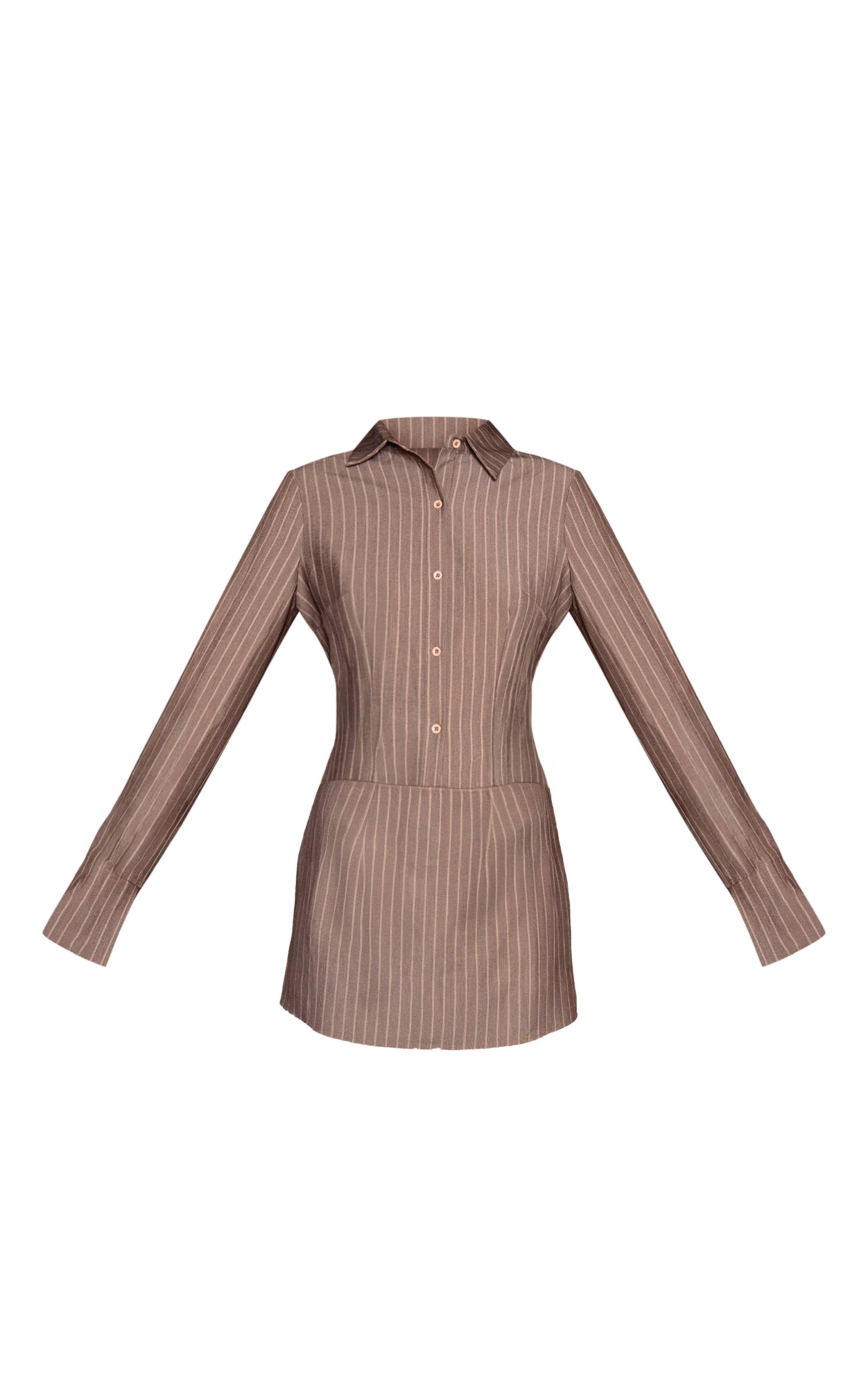 Taupe Robe Moulante À Rayures Tennis Manches Longues