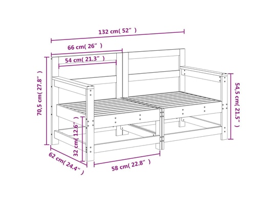 VIDAXL - Canapés d'angle de jardin 2 pcs noir bois de pin massif