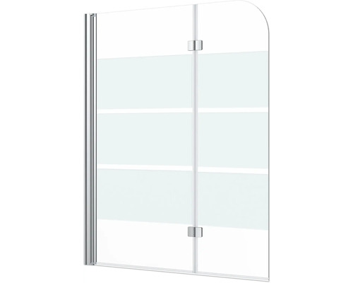 form&style 2-delige badwand CABIA 1120 x 1400 mm, glasdecor met horizontale strepen, profielkleur chroom