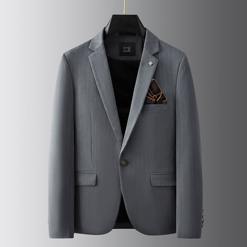 Blueforce - Gestreepte blazer met één knoop / Hoge taille rechte broek / Set