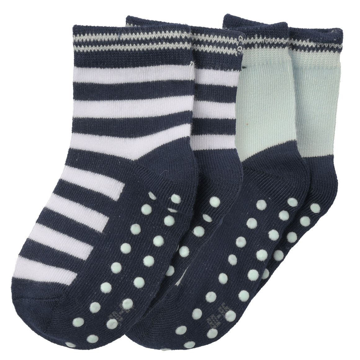 Topomini 2 Paar Baby Stoppersocken im Set dunkelblau / weiss / hellgrün
