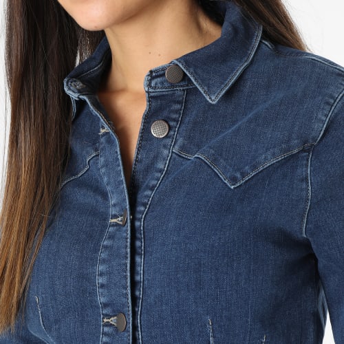 Robe Jean Femme Manches Longues Rika Bleu Denim