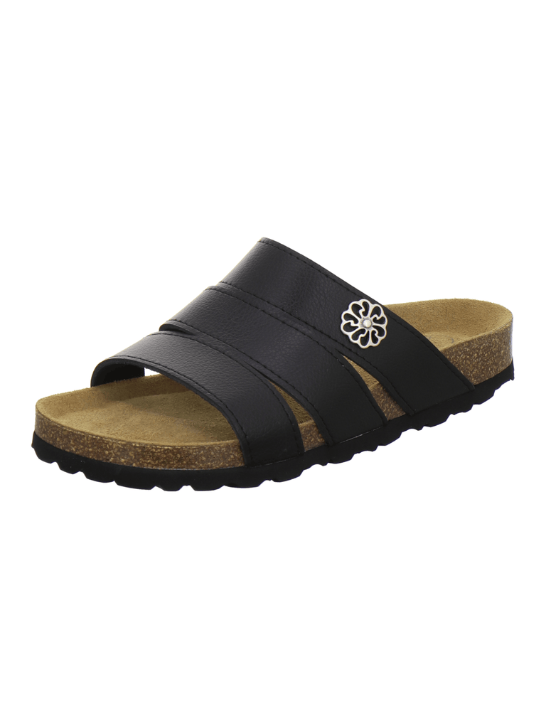 Pantoletten Damen Leder schwarz