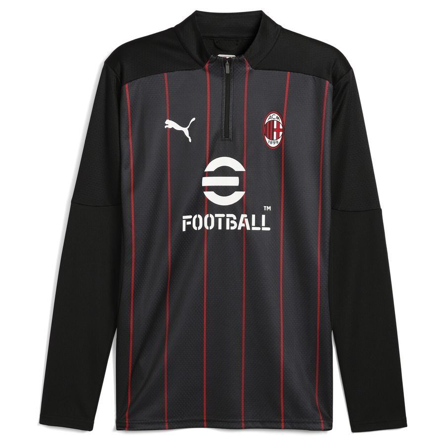 Milan AC Maillot d'Entraînement Avant-Match Fermeture Éclair 1/4 - Noir/For All Time Red