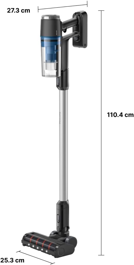 Philips Kabelloser Staubsauger der Serie 3000, Leistungsstarke Saugleistung auf Hartböden, 60 Minuten Laufzeit, Düse mit LED-Licht, Fugen und Kombinationsdüse, Austauschbarer Akku(XC3032/01)