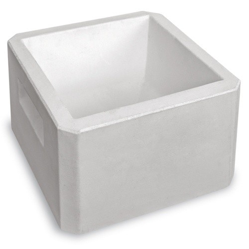 Comedouro/bebedouro quadrado de concreto branco Gaun para cães