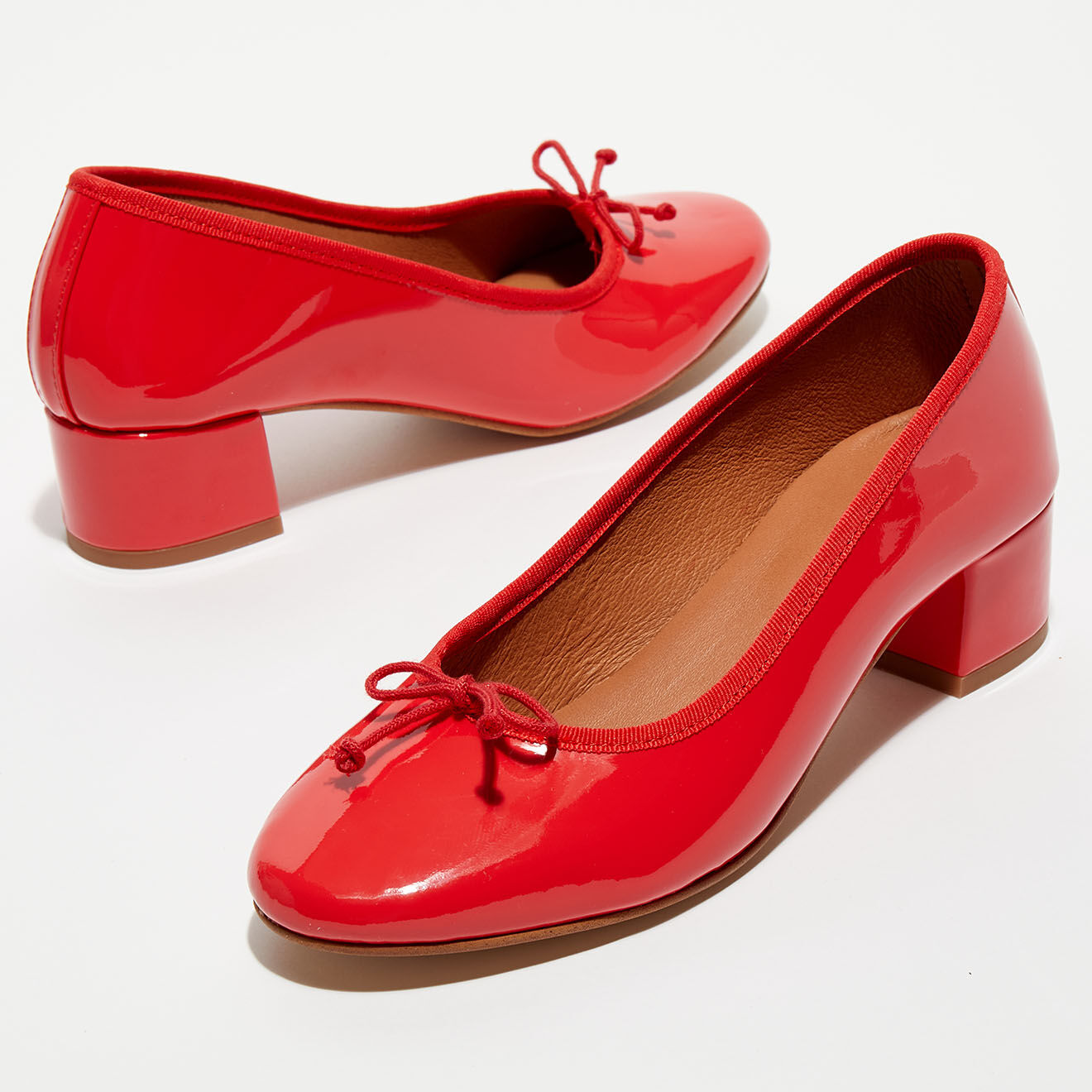 Quartier Latin Ballerines trotteurs en Cuir verni Diane orange - Talon 4 cm