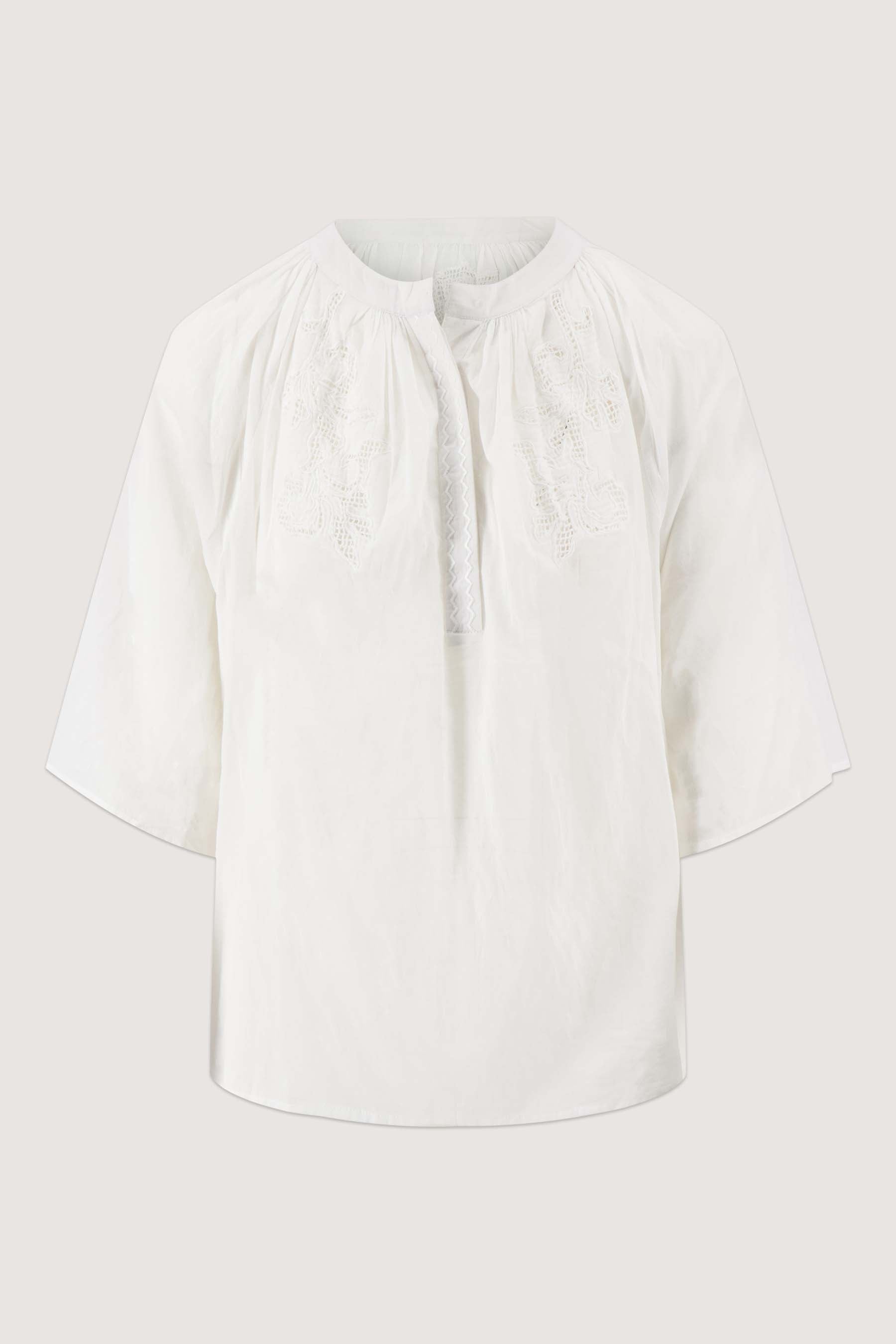 borduur bloem mesh blouse
