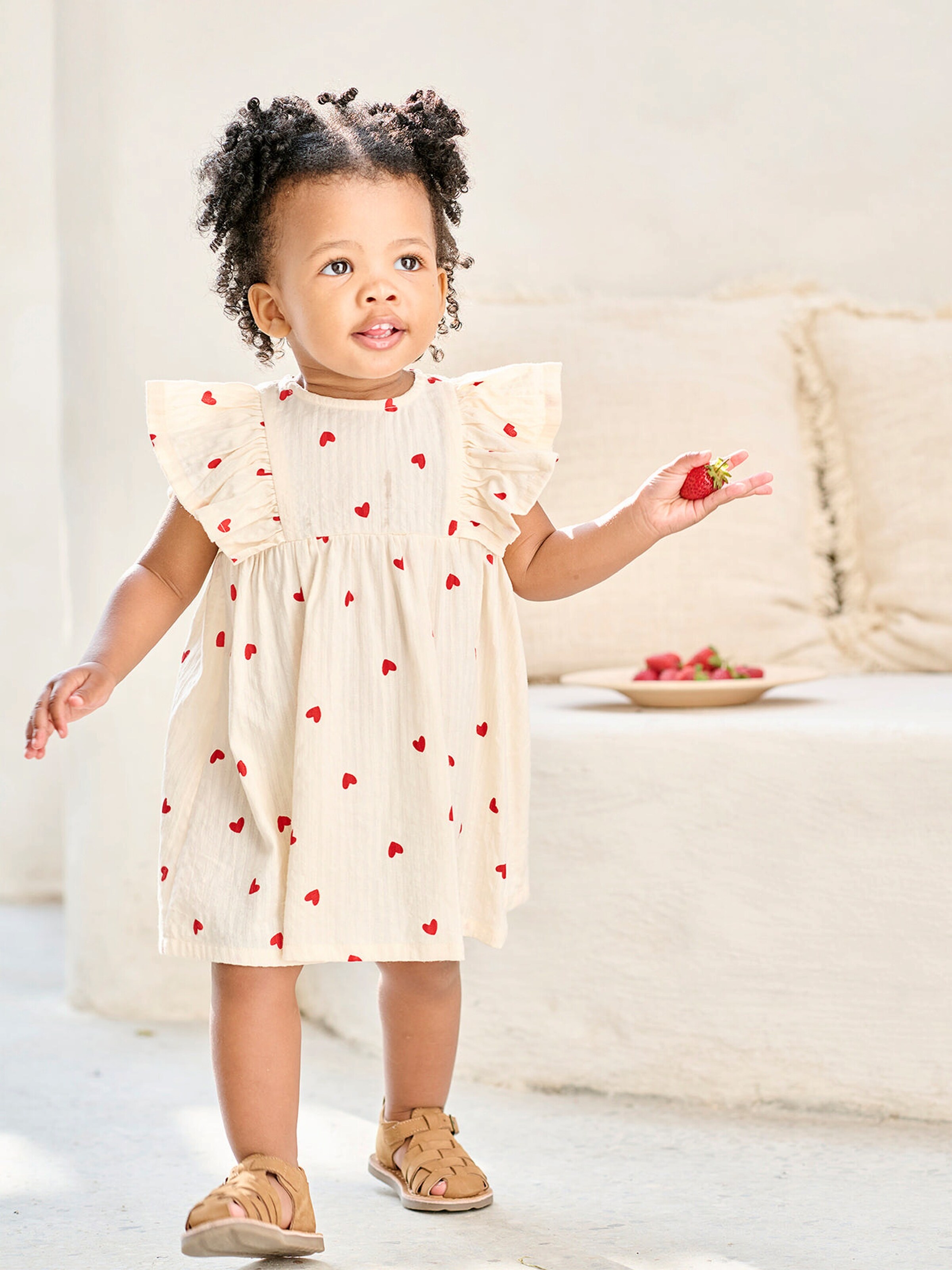 Vertbaudet Mädchen Baby Kleid aus Seersucker vanille