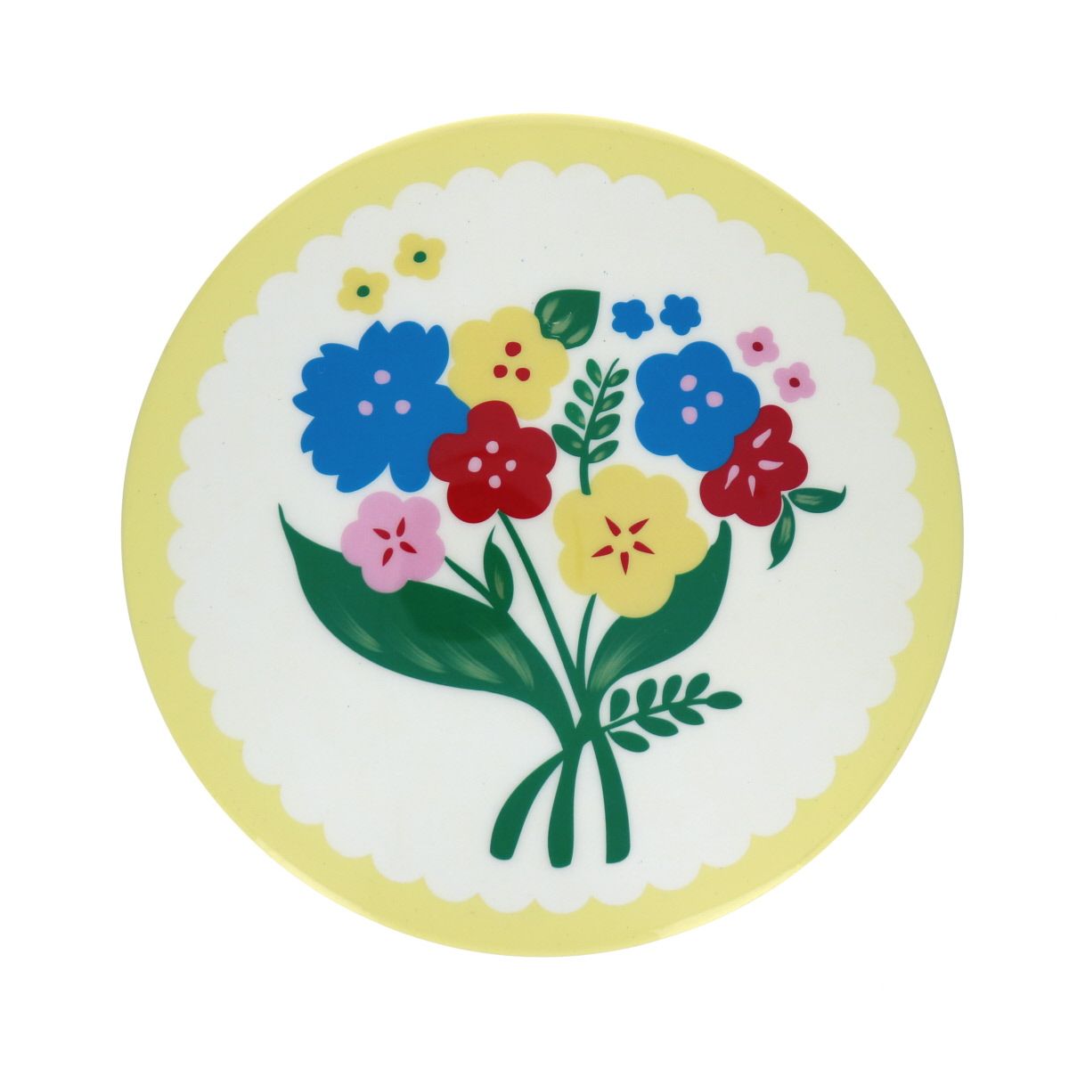 Boîte ronde en métal jaune à fleurs Jolie saison