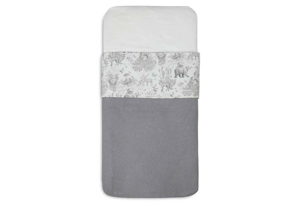 x Pimpelmees Forest Animals baby wieglaken 75x100cm lichtgrijs