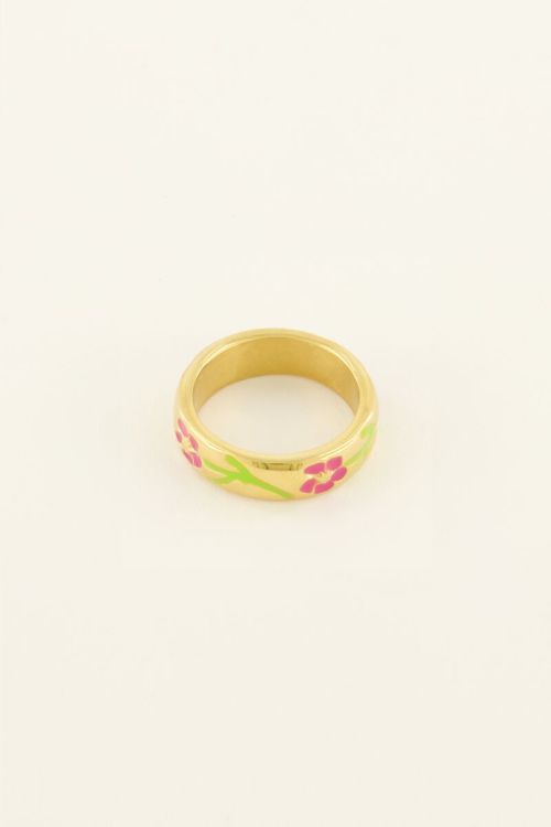Casa fiore ring met roze bloemen