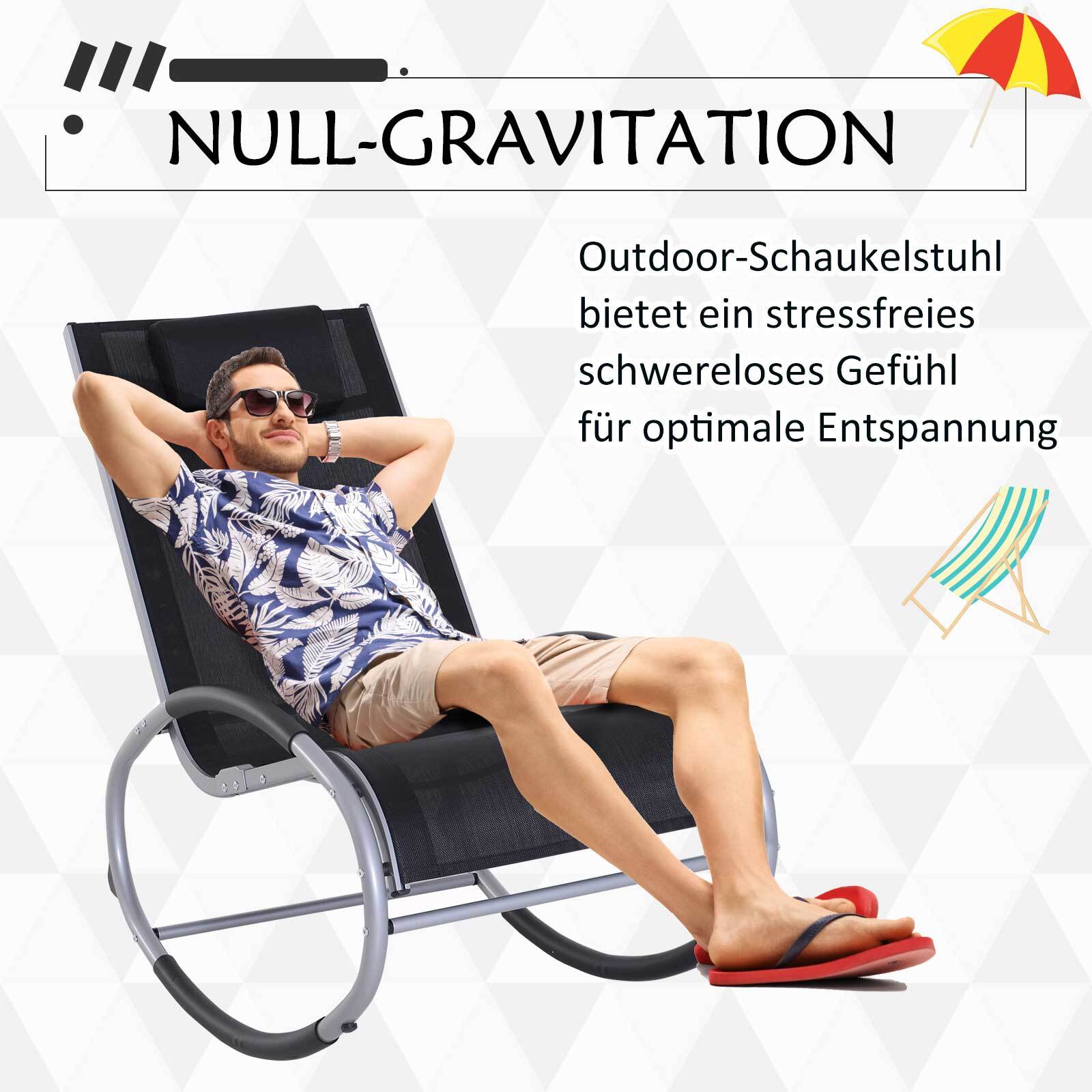 Outsunny Schaukelstuhl mit Kopfkissen 120 x 61 x 88 cm (LxBxH)