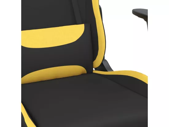 Chaise de jeu de massage avec repose-pied Noir et jaune Tissu