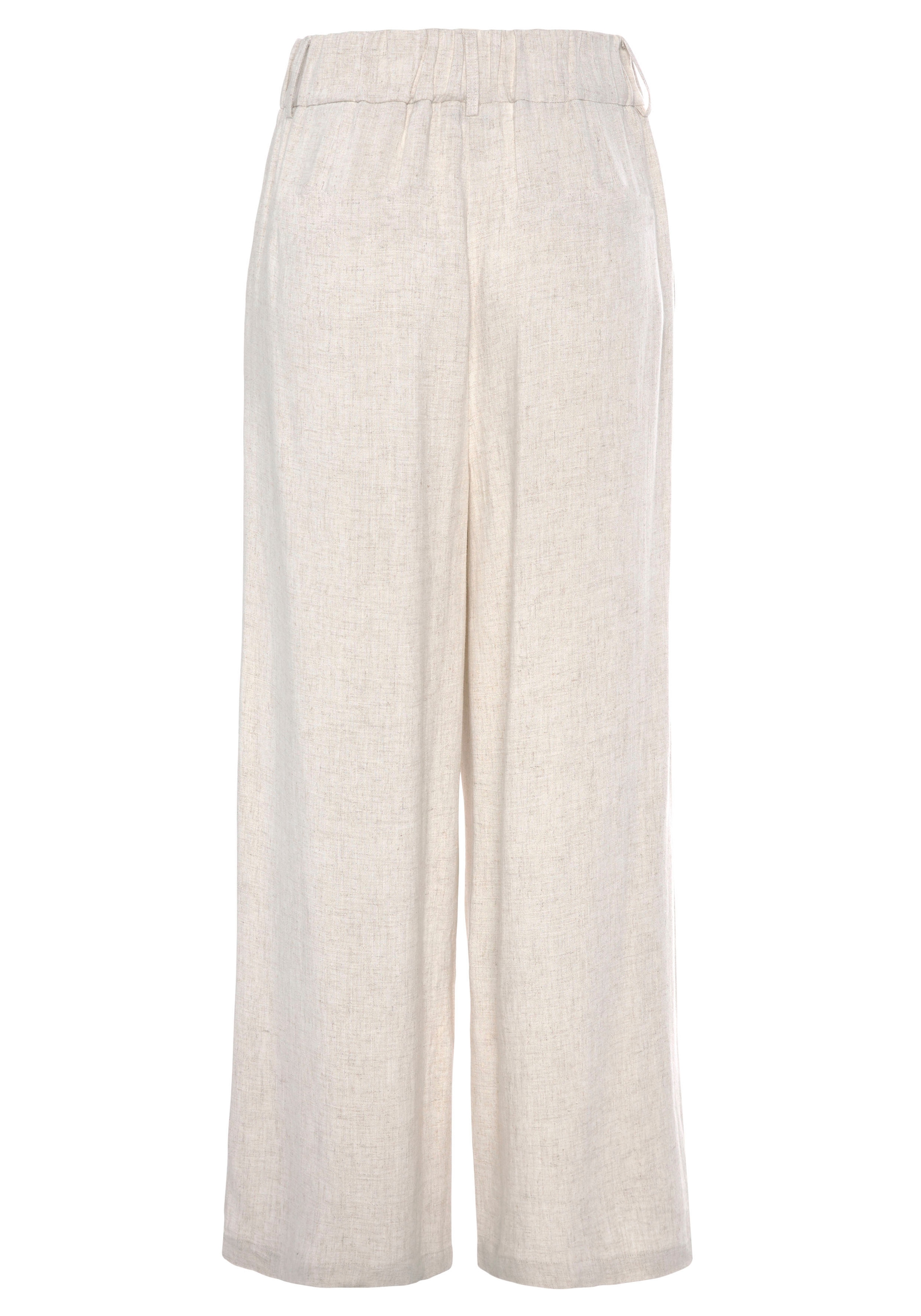 LASCANA Bundfaltenhose  mit Taschen und Knopfdetail, weites Bein, Leinenhose, Sommerhose
