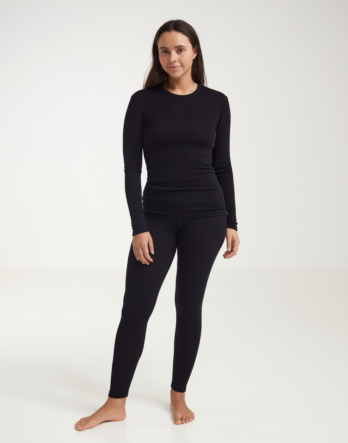 Legging met brede elastische band van merinowol voor dames