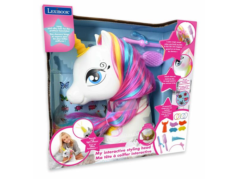 Lexibook Einhorn Frisierkopf mit Musik und Zubehör Einhorn-Set zum Stylen