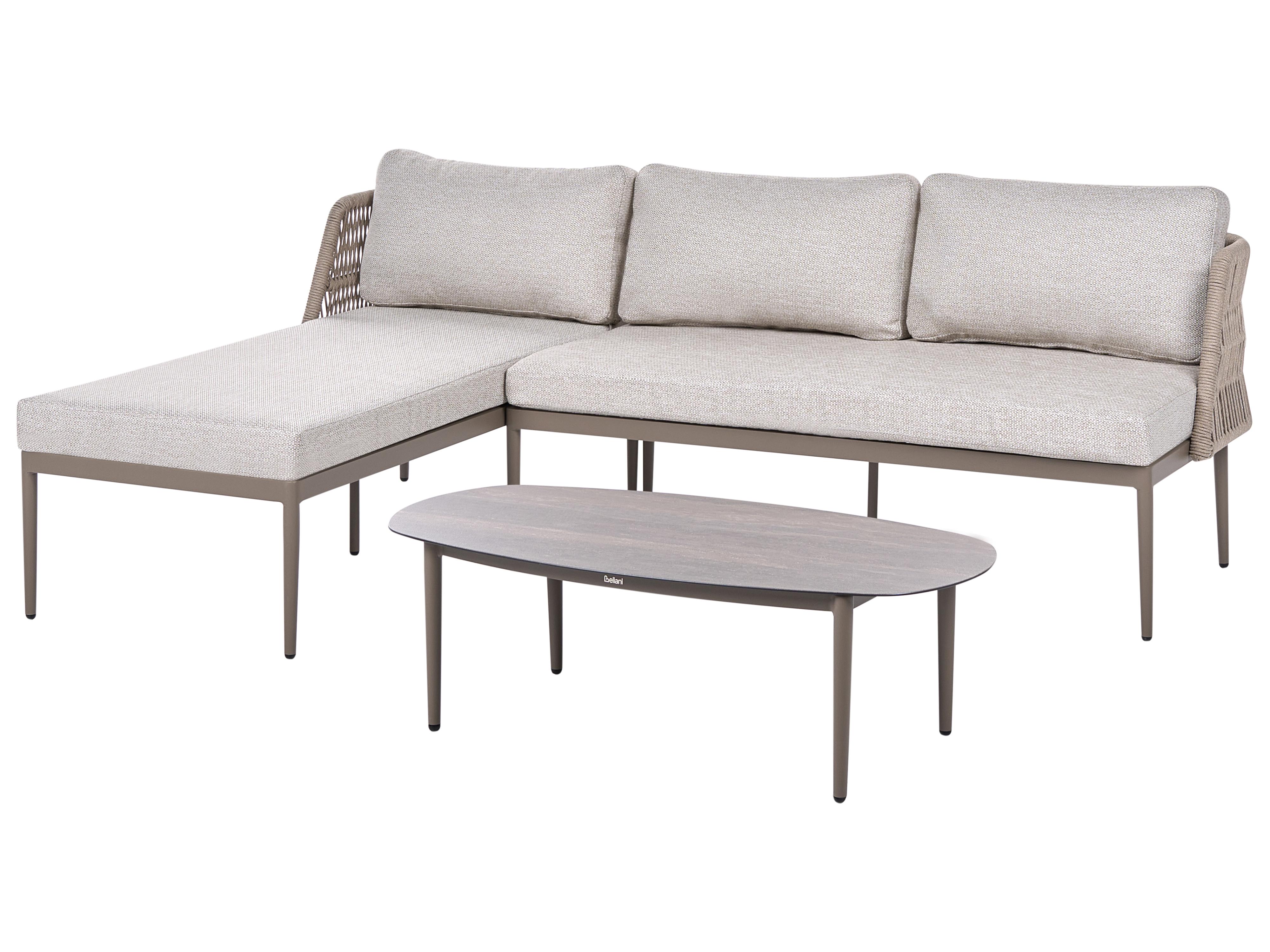 Tuin hoekloungeset met tafel 3-zits LEFFE rechtszijdig Metaal Beige