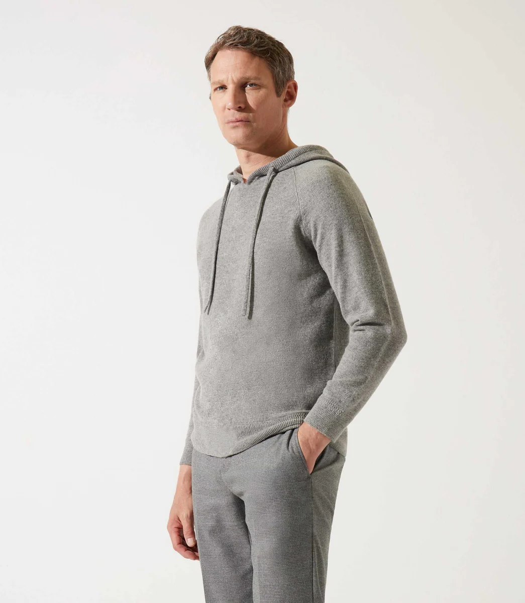 Pull à capuche gris chiné