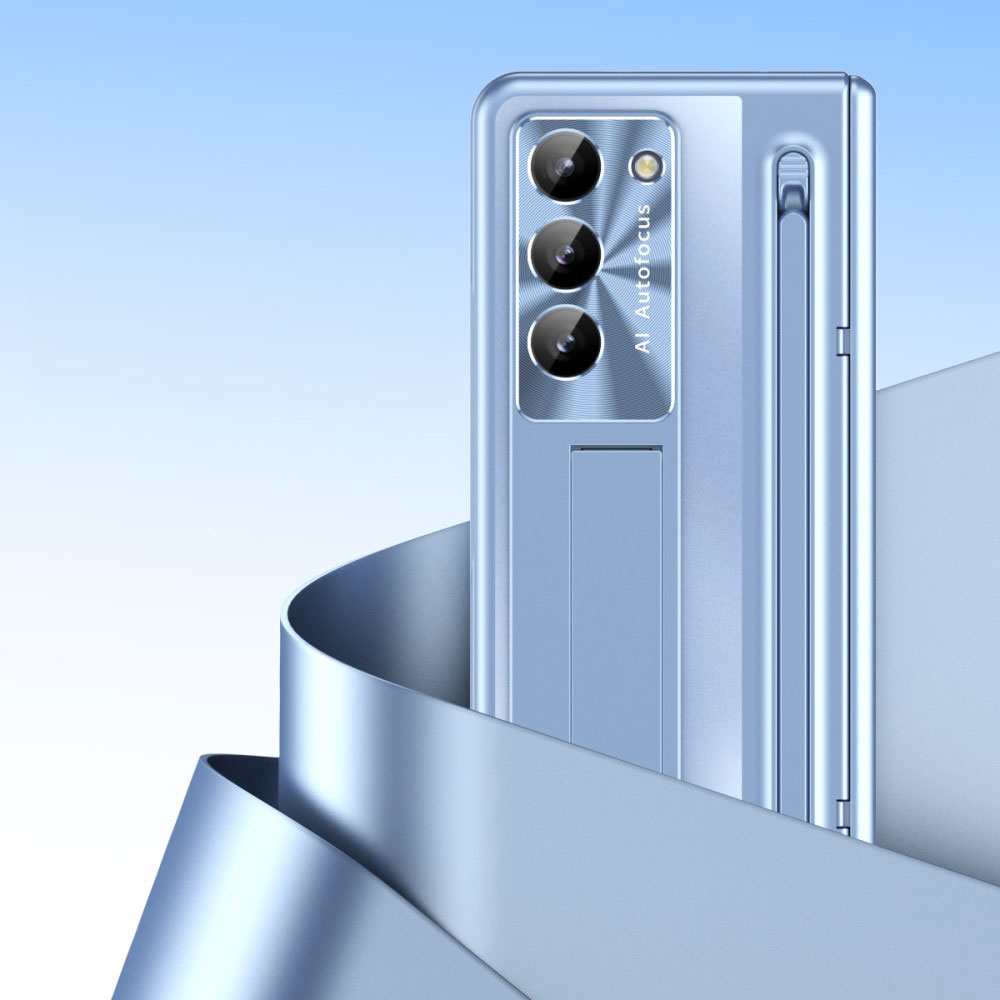 Samsung Galaxy Z Fold6 Hardcase Schutzhülle mit Touch Pen   Display Schutzglas   Kickstand - Schwarz